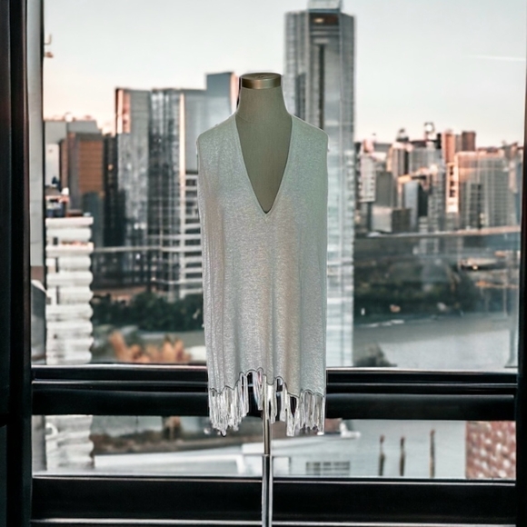 Womens PONCHO Michael Kors Light Gray Birdie Sweater Knit Cozy Wrap Poncho Cape - Picture 3 of 8